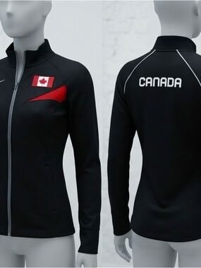 Nike Pro Elite Team Canada Full Zip Track Jacket Black Red XL Like New